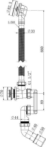 Изображение товара Ванна акриловая Lauter Oasis 170 / 21203070 (с каркасом, лицевым экраном черного цвета и сифоном 21Y31001 матовый черный)
