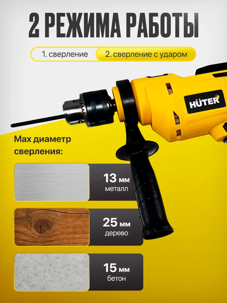 Изображение товара Дрель Huter ДУ-2570 / 900/72/8/20