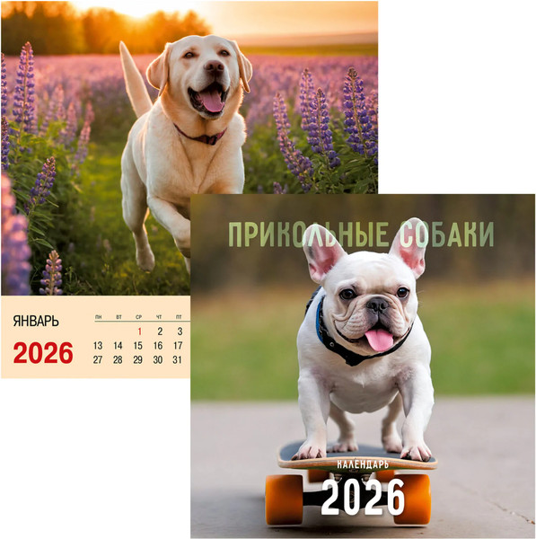 Изображение товара Календарь настенный Listoff Прикольные собаки. 2026 год / КПКС2610