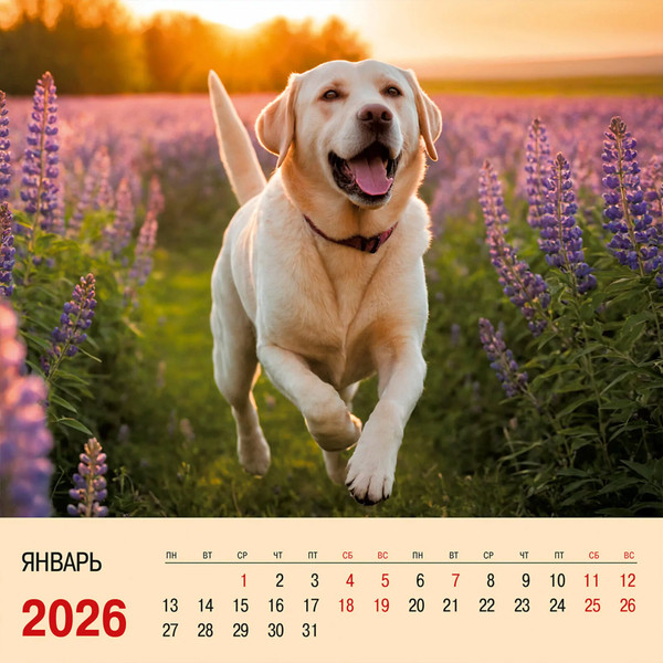 Изображение товара Календарь настенный Listoff Прикольные собаки. 2026 год / КПКС2610