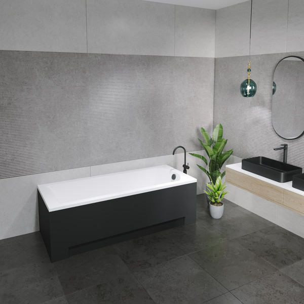 Изображение товара Ванна акриловая Lauter Amelia 170 / 21204070 (с ножками, лицевым экраном черного цвета и сифоном 21Y32001 матовый черный)