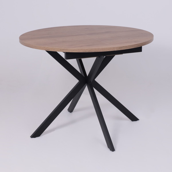 Изображение товара Обеденный стол Listvig Vega раздвижной D100-135x75 ( дуб веллингтон/черный)