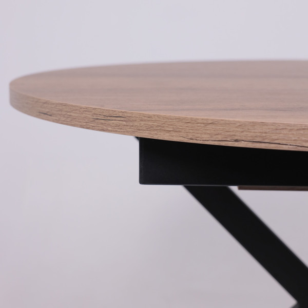 Изображение товара Обеденный стол Listvig Vega раздвижной D100-135x75 ( дуб веллингтон/черный)