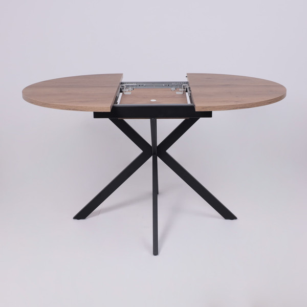 Изображение товара Обеденный стол Listvig Vega раздвижной D100-135x75 ( дуб веллингтон/черный)