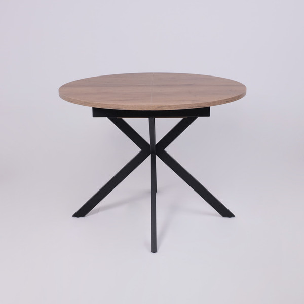 Изображение товара Обеденный стол Listvig Vega раздвижной D100-135x75 ( дуб веллингтон/черный)