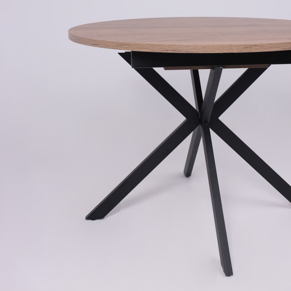 Изображение товара Обеденный стол Listvig Vega раздвижной D100-135x75 ( дуб веллингтон/черный)