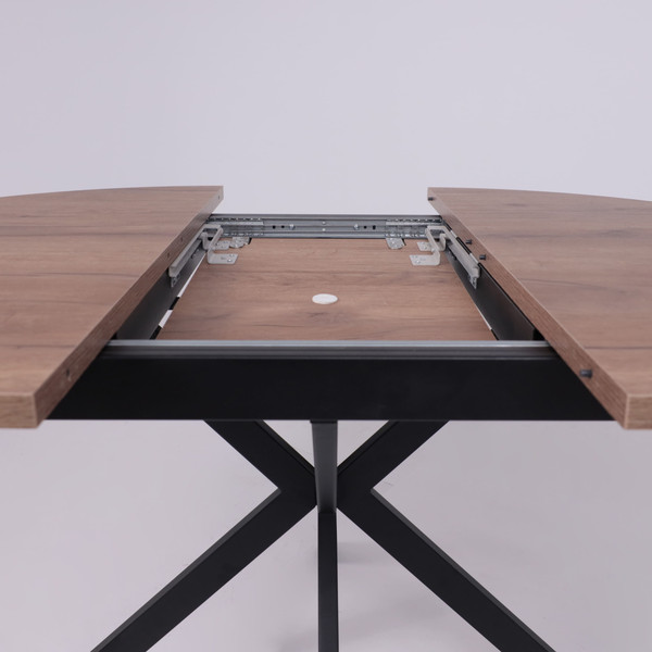 Изображение товара Обеденный стол Listvig Vega раздвижной D100-135x75 ( дуб веллингтон/черный)