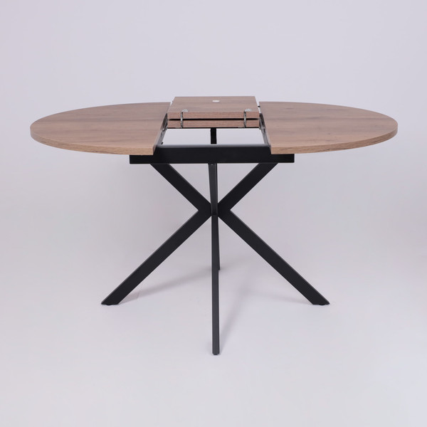 Изображение товара Обеденный стол Listvig Vega раздвижной D100-135x75 ( дуб веллингтон/черный)