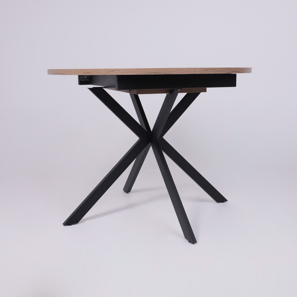 Изображение товара Обеденный стол Listvig Vega раздвижной D100-135x75 ( дуб веллингтон/черный)