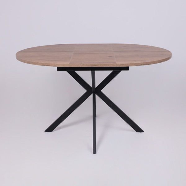 Изображение товара Обеденный стол Listvig Vega раздвижной D100-135x75 ( дуб веллингтон/черный)