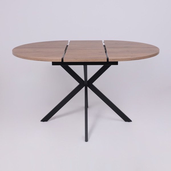 Изображение товара Обеденный стол Listvig Vega раздвижной D100-135x75 ( дуб веллингтон/черный)