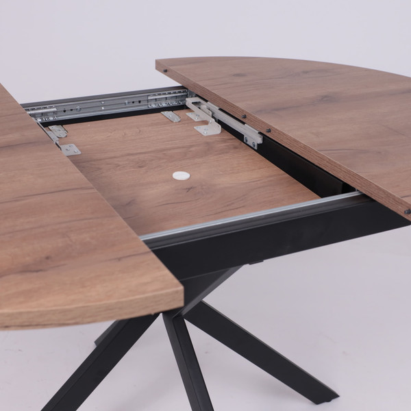 Изображение товара Обеденный стол Listvig Vega раздвижной D100-135x75 ( дуб веллингтон/черный)