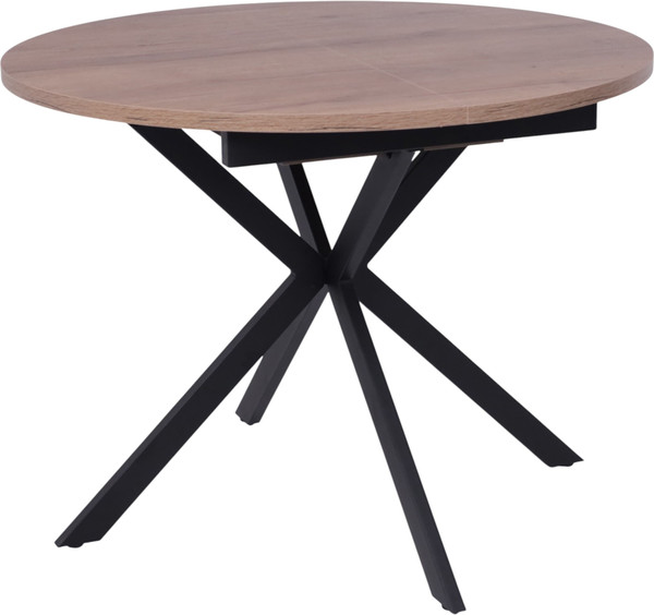 Изображение товара Обеденный стол Listvig Vega раздвижной D100-135x75 ( дуб веллингтон/черный)