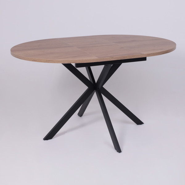 Изображение товара Обеденный стол Listvig Vega раздвижной D100-135x75 ( дуб веллингтон/черный)