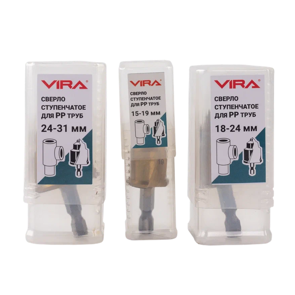 Изображение товара Набор сверл Vira 15-19/18-24/24-31мм для полипропиленовых труб PPR / 551404