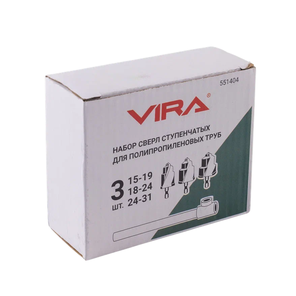 Изображение товара Набор сверл Vira 15-19/18-24/24-31мм для полипропиленовых труб PPR / 551404