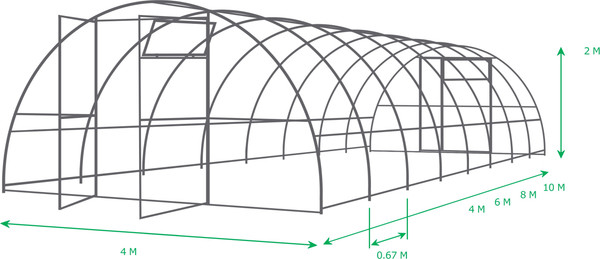Изображение товара Каркас теплицы Садовод Простор (6м)