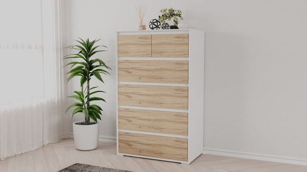 Изображение товара Комод Рэйгрупп Aleksa РГ-05-ВЕ ARG-5-ВЕ (белый премиум/дуб элисон)