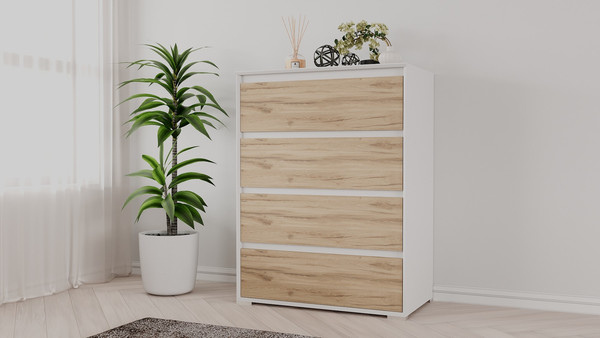 Изображение товара Комод Рэйгрупп Aleksa РГ-04-ВЕ ARG-4-ВЕ  (белый премиум/дуб элисон)