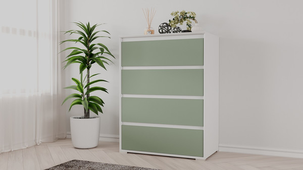 Изображение товара Комод Рэйгрупп Aleksa РГ-04-ВZ ARG-4-ВZ  (белый премиум/зеленый самшит)