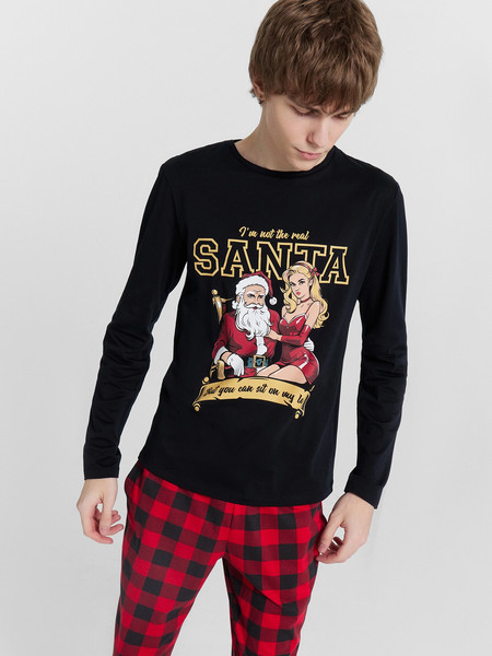 Изображение товара Комплект домашней одежды Mark Formelle 591023 (р.112-102-182/188, черный/черная клетка на красном)