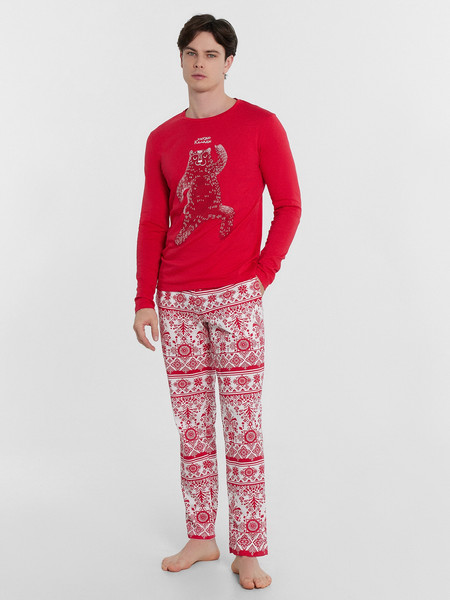 Изображение товара Комплект домашней одежды Mark Formelle 591023 (р.100-90-182/188, красный/новогодний орнамент)