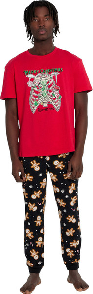 Изображение товара Комплект домашней одежды Mark Formelle 591043 (р.96-86-170/176, красный/пряники-скелеты на черном)