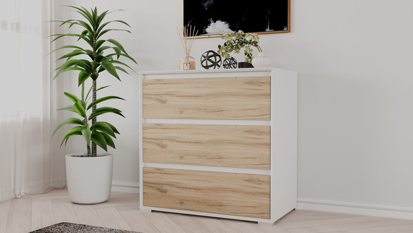 Изображение товара Комод Рэйгрупп Aleksa РГ-03-ВЕ ARG-3-ВЕ (белый премиум/дуб элисон)