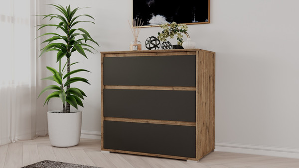 Изображение товара Комод Рэйгрупп Aleksa РГ-03-WK ARG-3-WK (дуб веллингтон/кобальт)