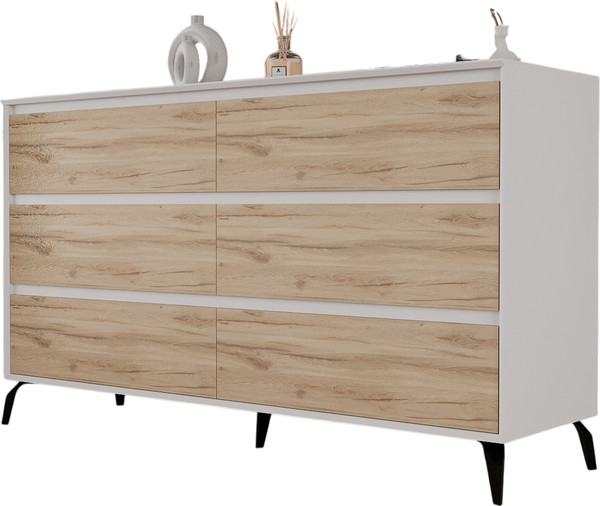 Изображение товара Комод Рэйгрупп Aleksa РГ-06-ВЕС ARG-6-ВЕС (белый премиум/дуб элисон/черный)