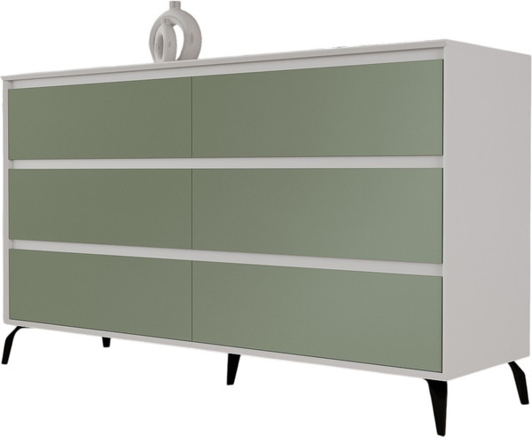 Изображение товара Комод Рэйгрупп Aleksa РГ-06-ВZС ARG-6-ВZС (белый премиум/зеленый самшит/черный)