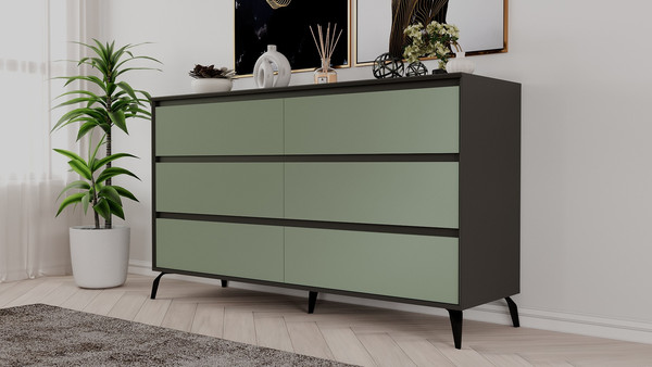 Изображение товара Комод Рэйгрупп Aleksa РГ-06-КZС ARG-6-KZС (кобальт/зеленый самшит/черный)