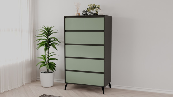 Изображение товара Комод Рэйгрупп Aleksa РГ-05-КZС ARG-5-KZС (кобальт/зеленый самшит/черный)