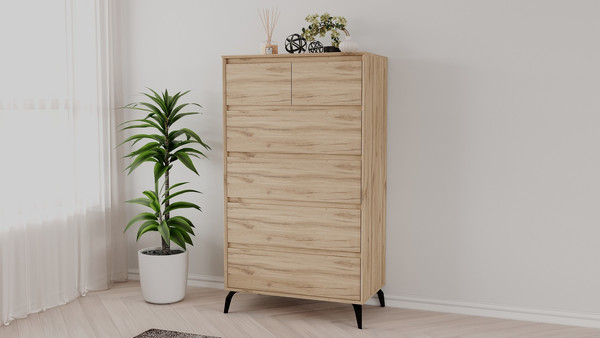 Изображение товара Комод Рэйгрупп Aleksa РГ-05-ЕЕС ARG-5-EEС (дуб элисон/дуб элисон/черный)