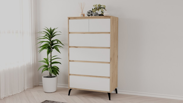 Изображение товара Комод Рэйгрупп Aleksa РГ-05-ЕВС ARG-5-EВС (дуб элисон/белый премиум/черный)