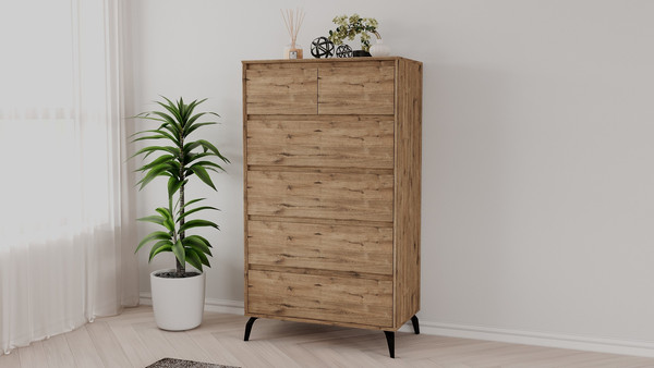 Изображение товара Комод Рэйгрупп Aleksa РГ-05-WWС ARG-5-WWС (дуб веллингтон/дуб веллингтон/черный)