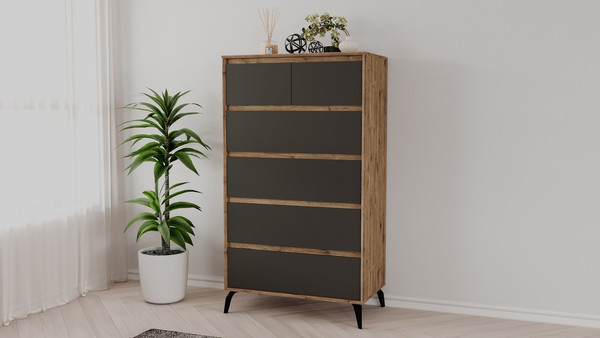 Изображение товара Комод Рэйгрупп Aleksa РГ-05-WKС ARG-5-WKС (дуб веллингтон/кобальт/черный)