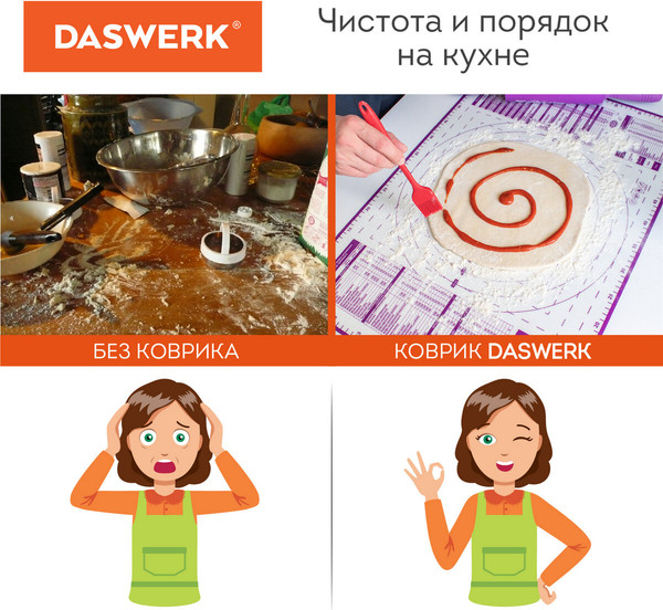 Изображение товара Набор ковриков для теста Daswerk С ножом и скалкой / 608429