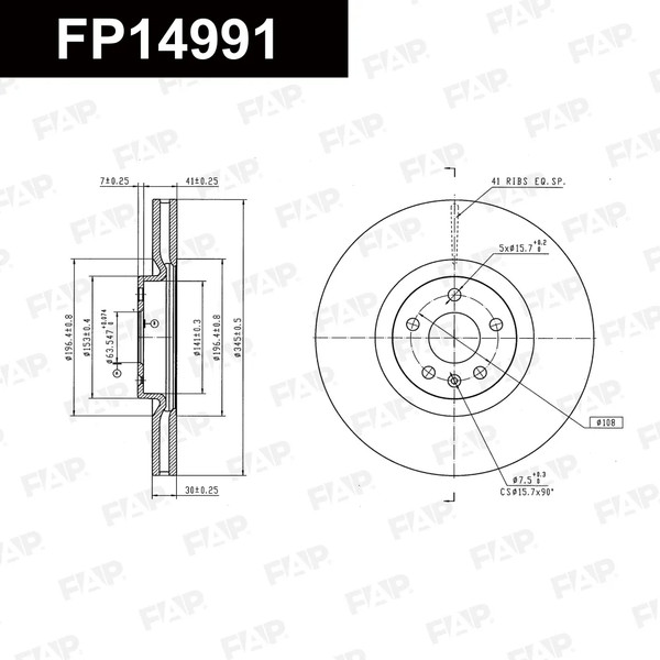 Изображение товара Тормозной диск FAP FP14991
