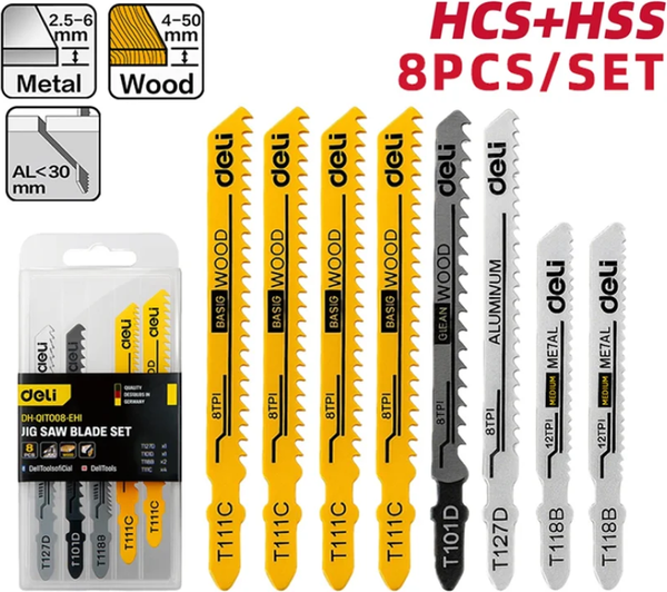 Изображение товара Набор пильных полотен Deli EDH-QJT008-EH1 (8шт)