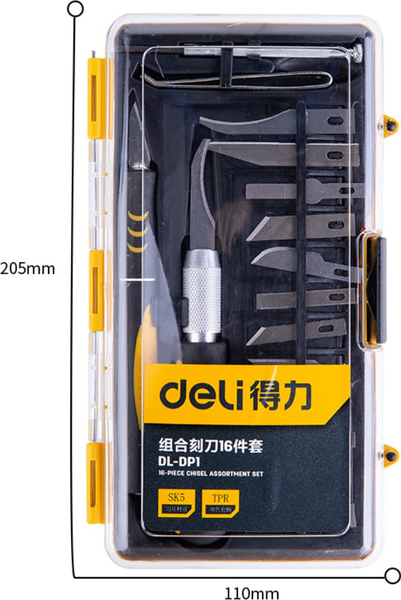 Изображение товара Нож строительный Deli Со сменными насадками / DL-DP1 (16шт)