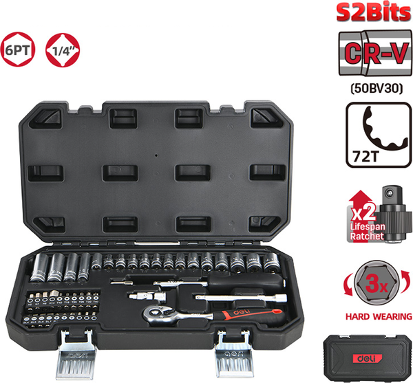 Изображение товара Универсальный набор инструментов Deli EDQ41043 (43пр)