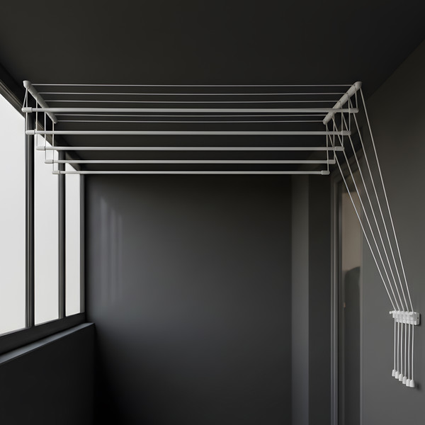 Изображение товара Сушилка для белья Sundays Home Потолочная 5 прутьев 200см (алюминий/белый)