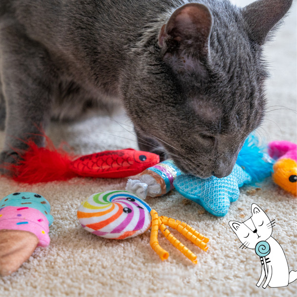 Изображение товара Набор игрушек для кошек Catstages Dental Вкусняшки с кошачьей мятой / CAT709156 (6шт)