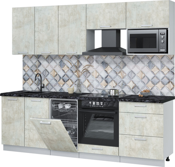 Изображение товара Кухонный гарнитур Интерлиния Мила Лайт 2.45-ПМ4 (бетон лайт/бетон лайт/кастилло темный)