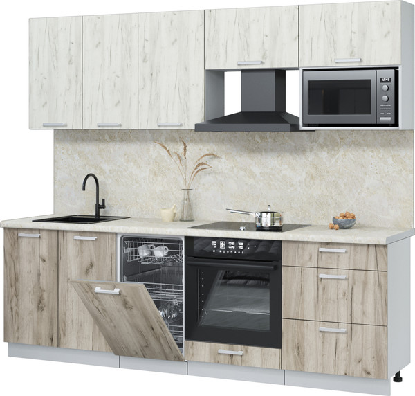 Изображение товара Кухонный гарнитур Интерлиния Мила Лайт 2.45-ПМ4 (дуб белый/дуб серый/опал светлый)