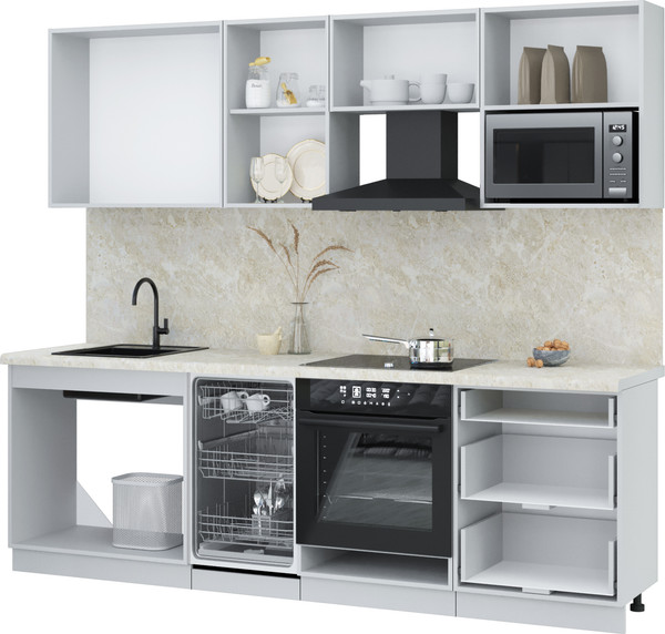 Изображение товара Кухонный гарнитур Интерлиния Мила Лайт 2.45-ПМ4 (дуб золотой/антрацит/опал светлый)