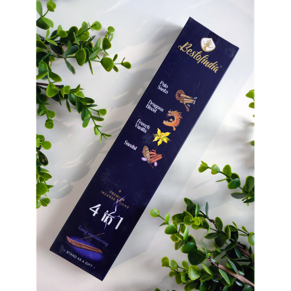 Изображение товара Благовония Bestofindia 4 в 1 Пало санто, кровь дракона, французская ваниль, сандал