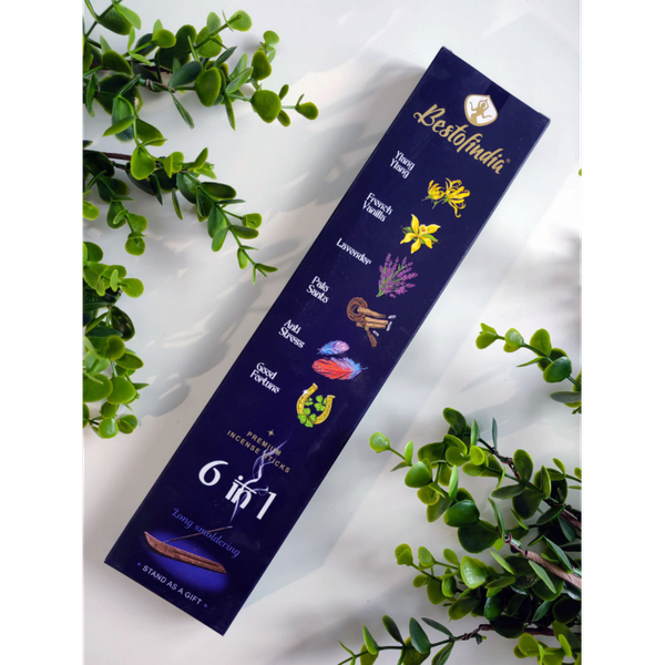 Изображение товара Благовония Bestofindia 6 в 1 Иланг иланг, фр. ваниль, лаванда, пало санто, анти-стресс