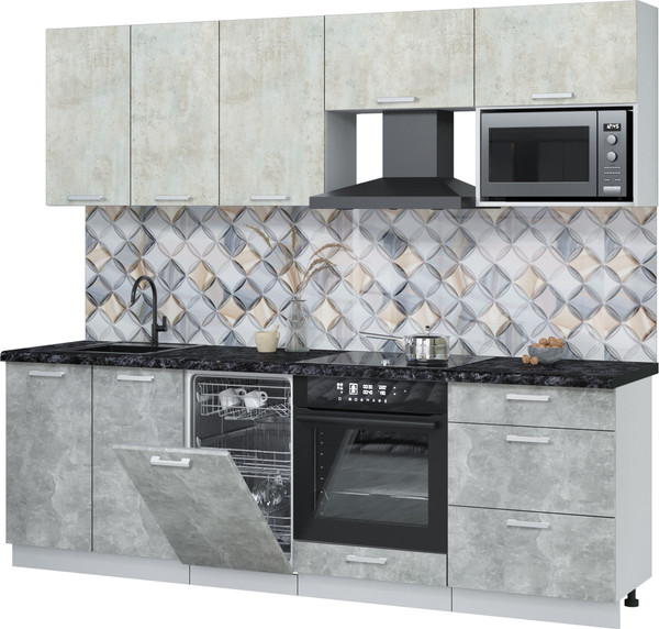 Изображение товара Кухонный гарнитур Интерлиния Мила Лайт 2.45-ПМ4 (бетон лайт/бетон/кастилло темный)